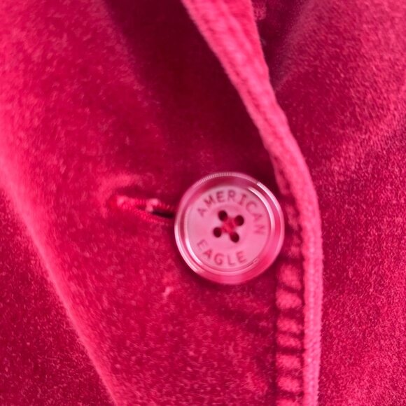 American Eagle Outfitters Velvet Wine Blazer L Adjust Sides Button Cuffs Pockets - Picture 13 of 16